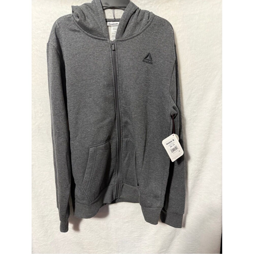 Reebok Charcoal Zip-Up Hoodie with Hood